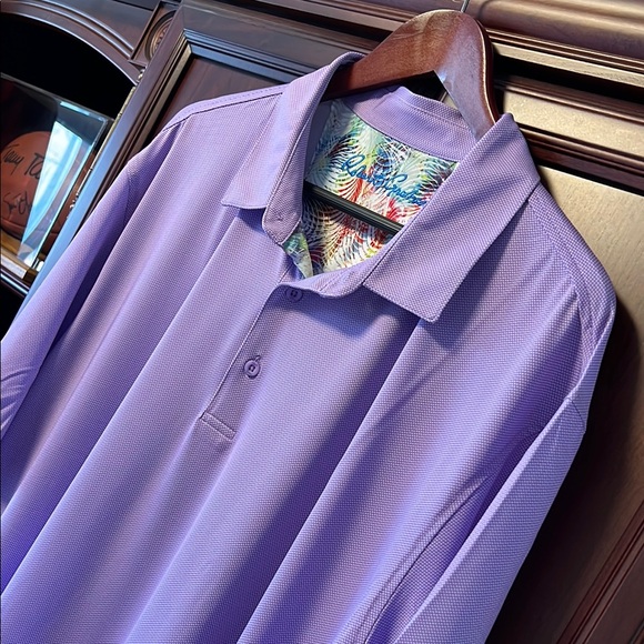 New Robert Graham Lilac Purple Classic Fit Golf Polo UV Protection & Wicking! - Picture 7 of 11